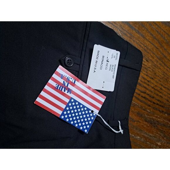 New 33" Waist Bonacci Roberto Black Wool Pleated Suit Dress Tuxedo Pants NWT - Picture 4 of 6